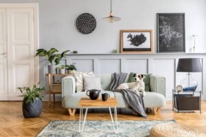 How do professionals clean living rooms