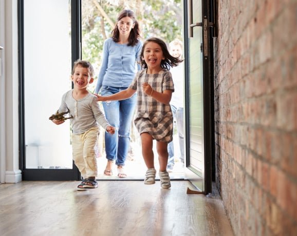 happy family in their home