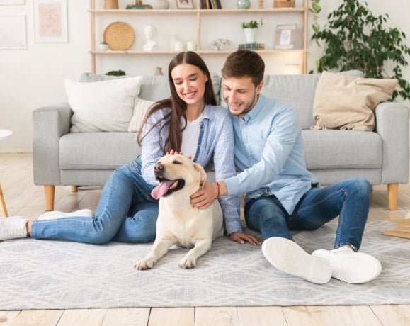 Happy with dog